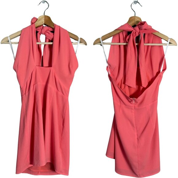 Superdown Revolve Grace Cross Front Mini Dress Women's Small Pink Halter Party - Picture 2 of 13